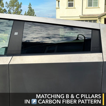 B & C Pillars & Door Buttons Vinyl Wrap | Tesla Cybertruck - Carbon Fiber Film Decal