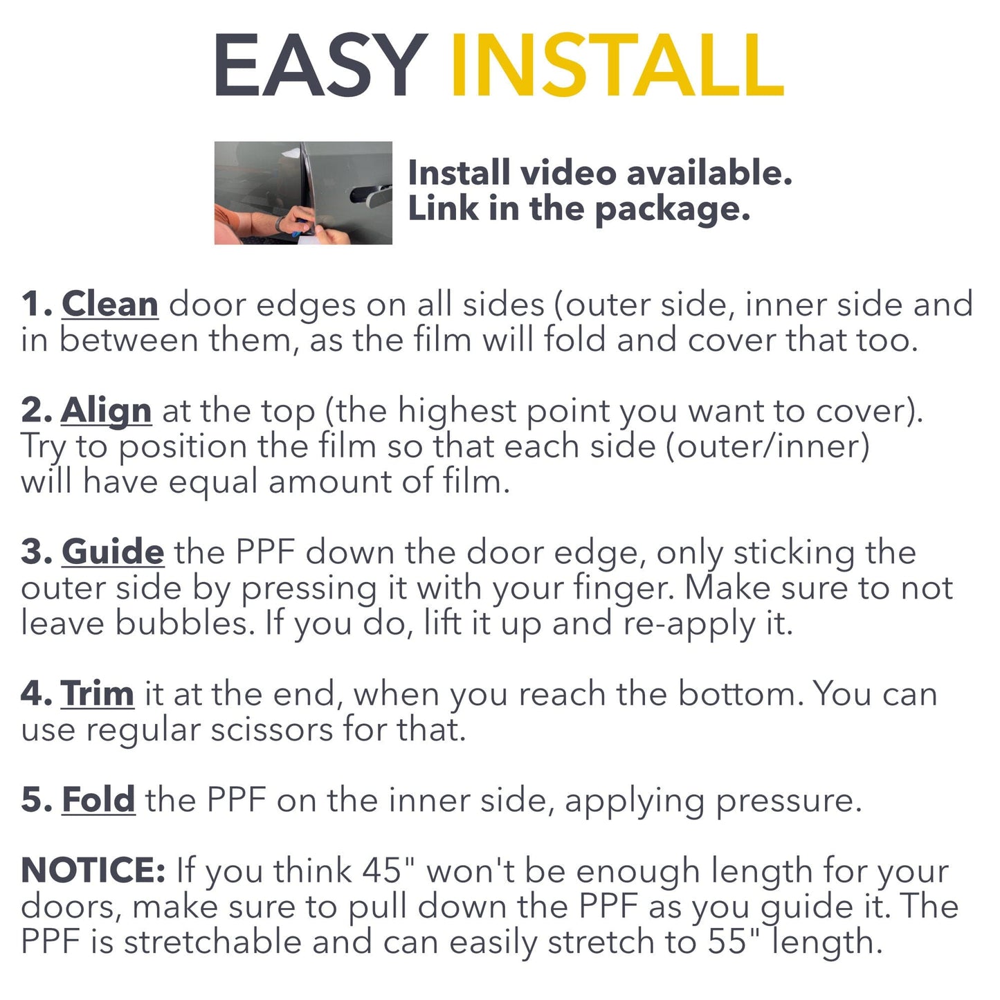 Door Edge Protector PPF | Clear 8mil Paint Protection Film Guard