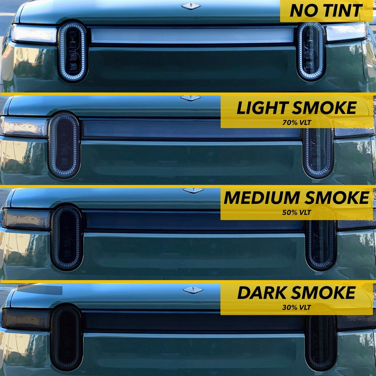 Headlights Clear PPF / Smoke Tint | for Rivian R1T & R1S 2021-2026 - Smokey Headlamp Covers