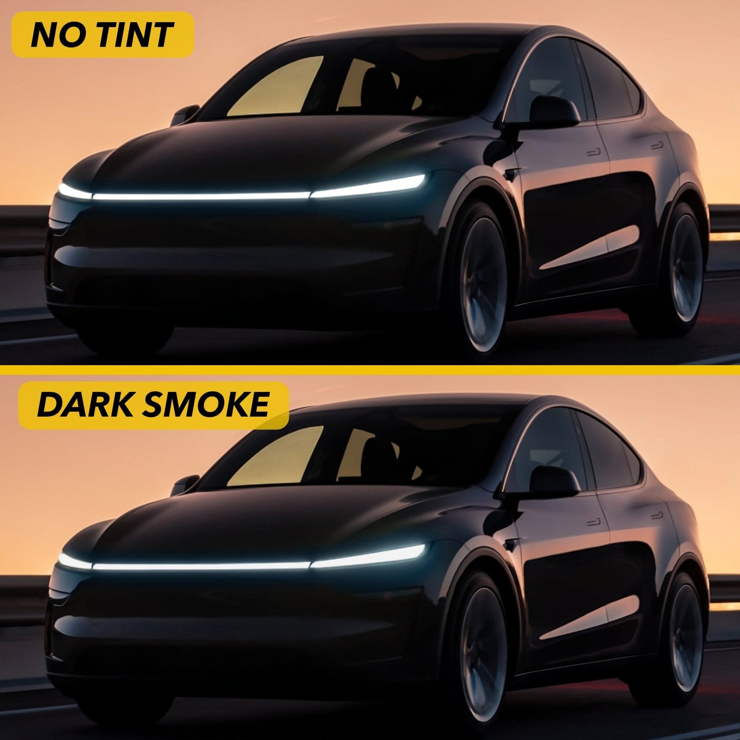 Headlights Light Bar Smoke Tint PPF | Tesla Model Y Juniper