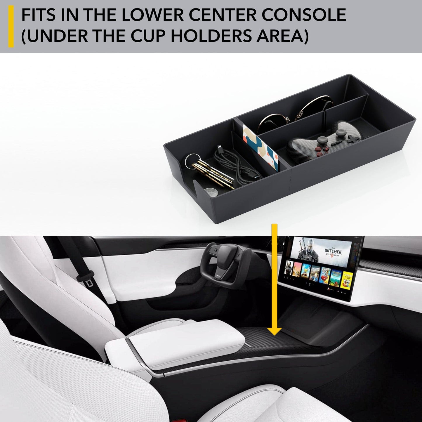 Lower Center Console Organizer | Tesla Model S / Tesla Model X 2021-2026