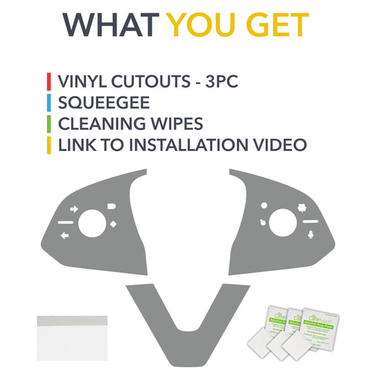 Steering Wheel Vinyl Wrap | Tesla Model 3 Highland - Carbon Fiber