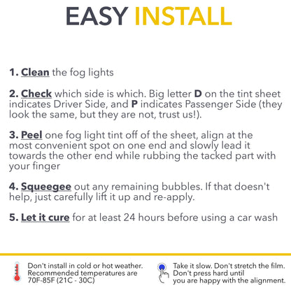 Yellow Fog Lights Tint | Calendered Brimstone Yellow Shade Filter for Rivian R1S & R1T