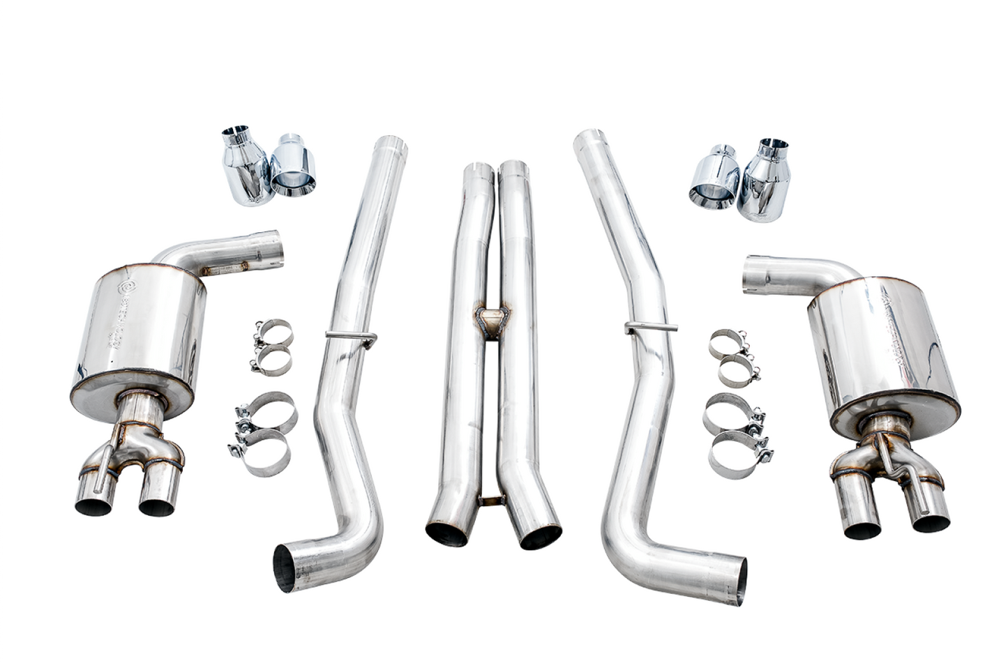 AWE Tuning Touring Edition Exhaust for 15 Challenger 6.4 / 6.2 SC - Non-Resonated - Chrome Silver Quad Tips 3020-42074