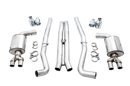 AWE Tuning Touring Edition Exhaust for 15 Challenger 6.4 / 6.2 SC - Non-Resonated - Chrome Silver Quad Tips 3020-42074