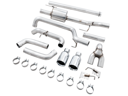 AWE Tuning 0FG Dual Split Rear Exhaust for '21+ Ford F150 - 5" Chrome Silver Tips 3015-32105