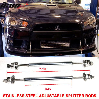 Universal 2PC 8-10.6" Front Bumper Splitter Strut Rods Stainless Steel