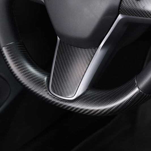 Upper / Lower Cover Steering Wheel Accessories for Tesla Model 3 / Y - Carbon Fiber Interior Mods