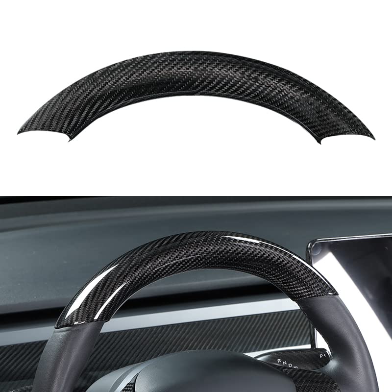 Upper / Lower Cover Steering Wheel Accessories for Tesla Model 3 / Y  -  Carbon Fiber Interior Mods