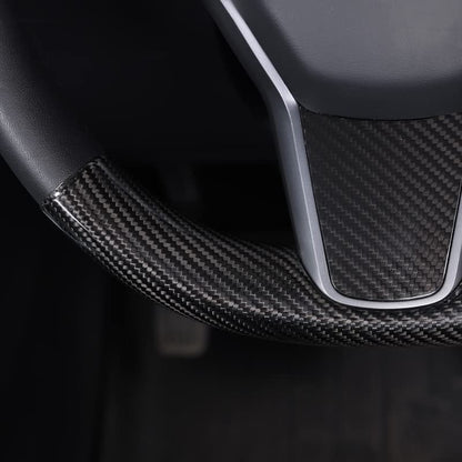 Upper / Lower Cover Steering Wheel Accessories for Tesla Model 3 / Y  -  Carbon Fiber Interior Mods