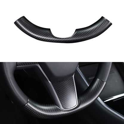 Upper / Lower Cover Steering Wheel Accessories for Tesla Model 3 / Y  -  Carbon Fiber Interior Mods