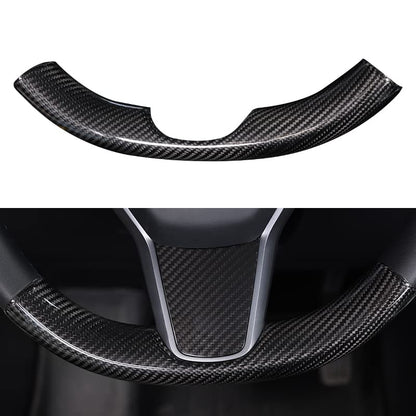 Upper / Lower Cover Steering Wheel Accessories for Tesla Model 3 / Y  -  Carbon Fiber Interior Mods