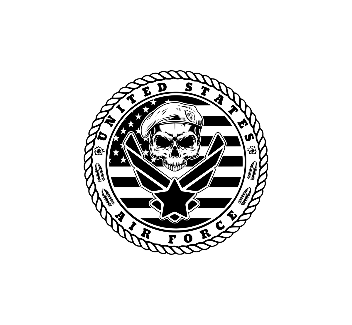 US Air Force Skull Patriotic Hood Graphic