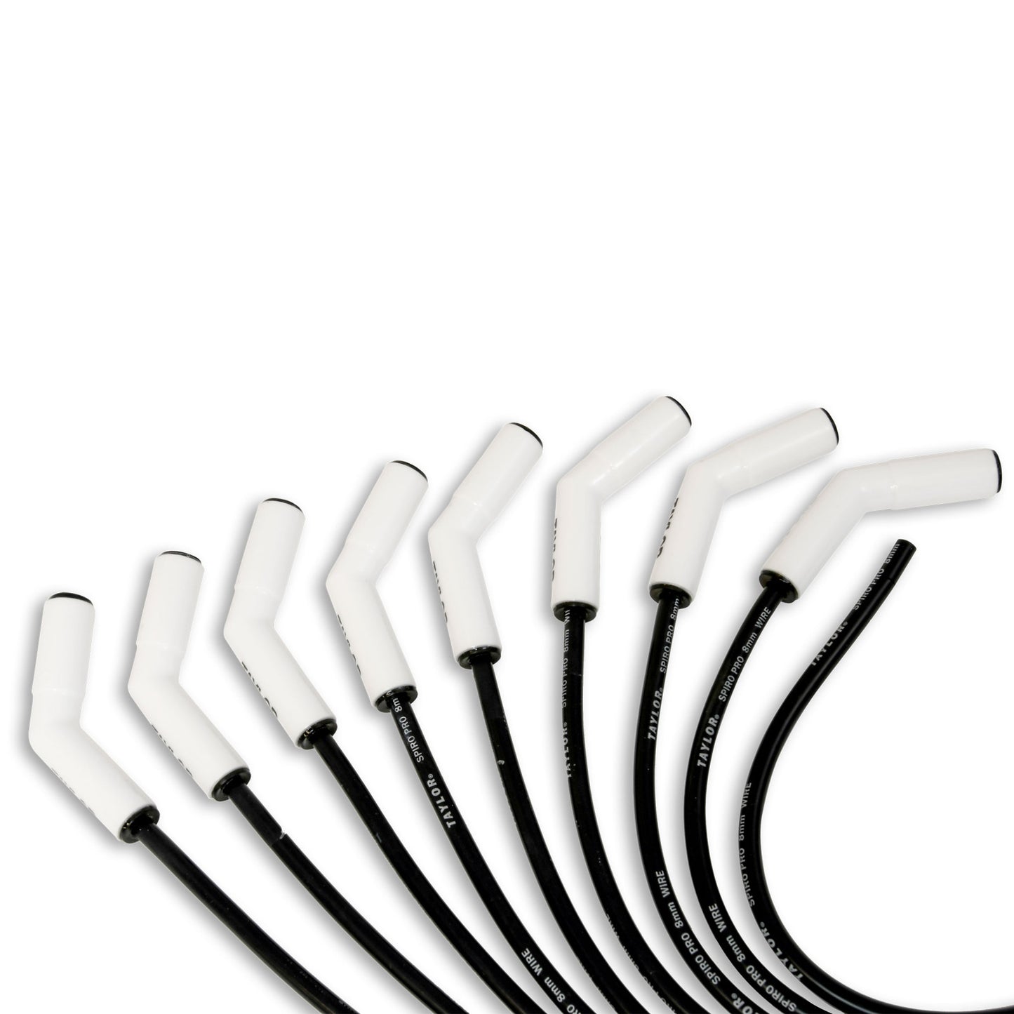 Taylor Cable 8mm Spiro Pro White Ceramic Boot Universal Wire Set 135 Black 75053