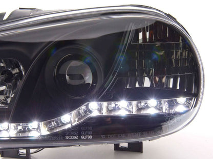 Volkswagen Golf 4 Black LED Headlights with Daytime Running Lights (1998 - 2003)