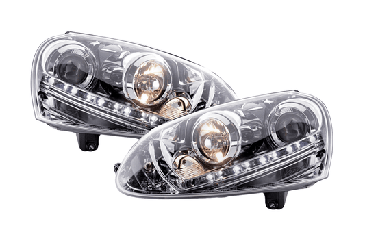 Volkswagen Golf 5 Chrome LED Headlights with Daytime Running Lights (2003 - 2008)