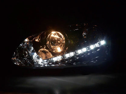 Volkswagen Golf 5 Chrome LED Headlights with Daytime Running Lights (2003 - 2008) - With R87 approval