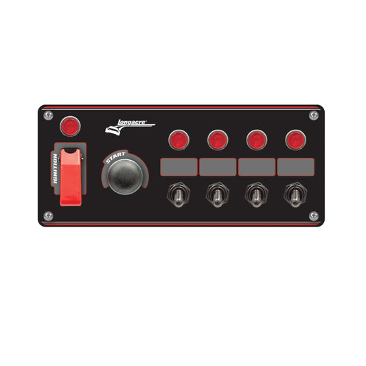 Longacre Flip-up Start / Ignition panel w/ 4 acc & pilot lights 52-44869
