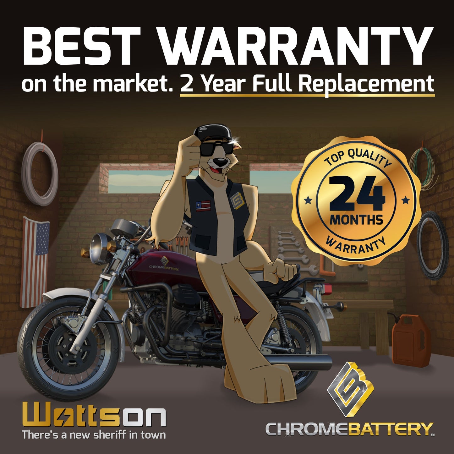 CHROME PRO BATTERY YTX24HL-BS High Performance Power Sports Battery CP-M00030