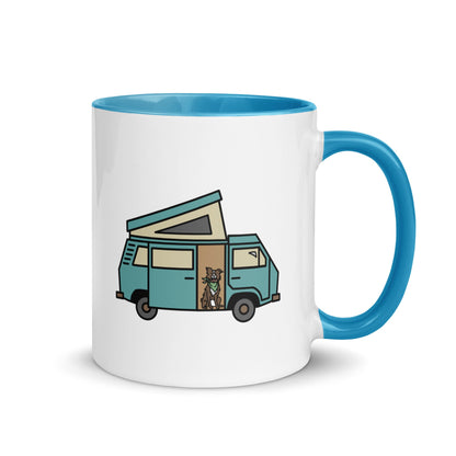 Dog in Van Mug with Color Inside