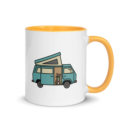 Dog in Van Mug with Color Inside