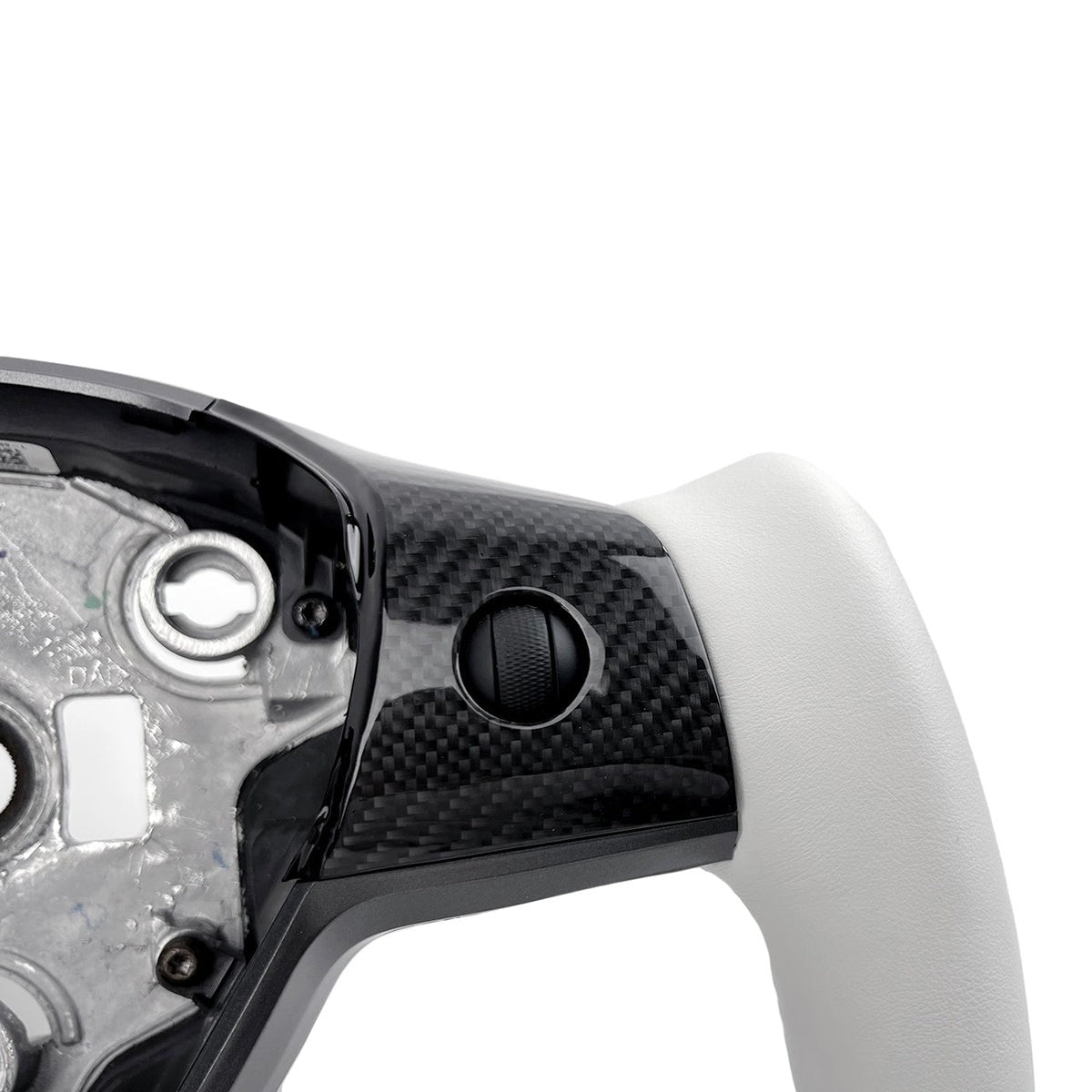 White Leather Yoke Steering Wheel for Tesla Model 3 / Y【Style 7】