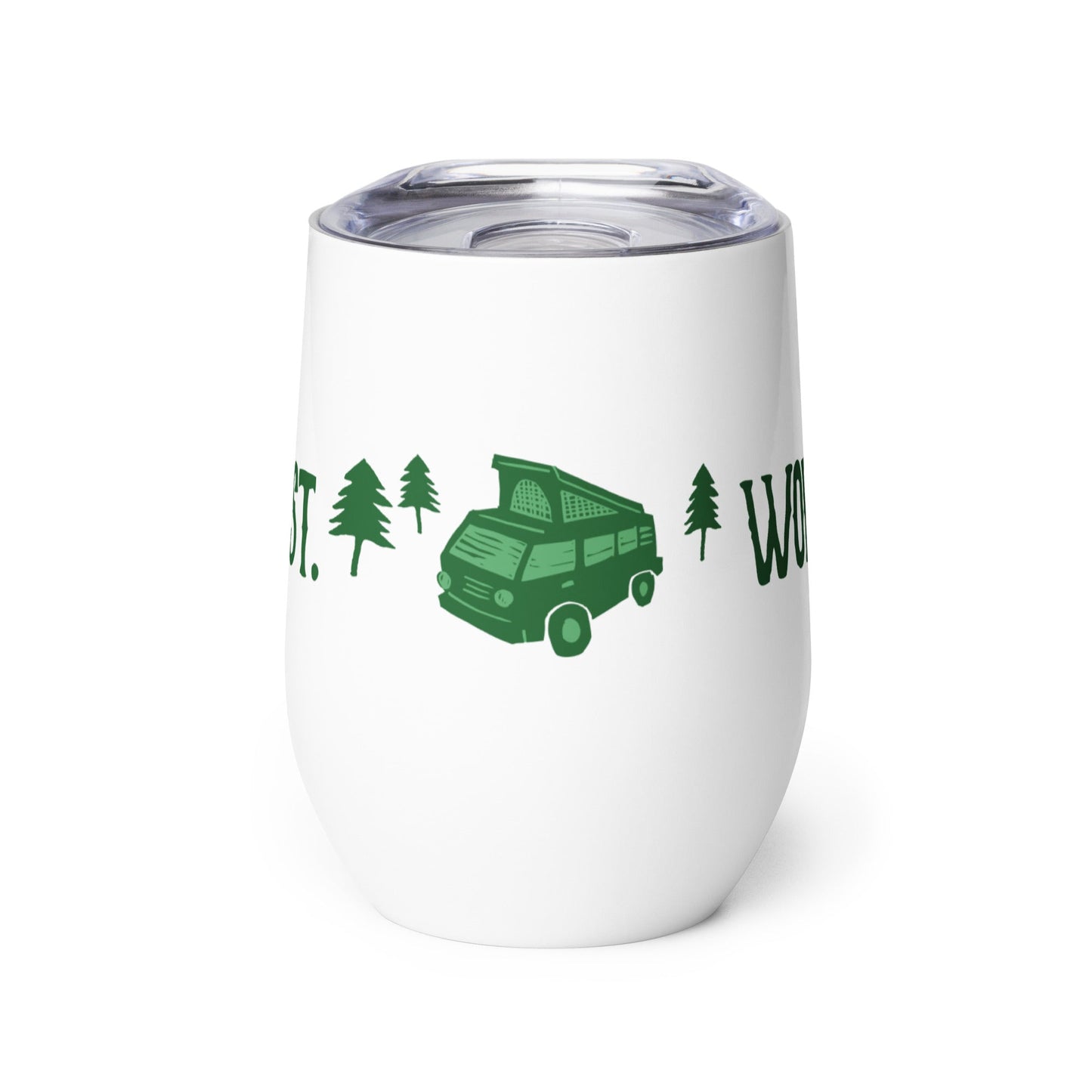 Camp First, Work Later Wine Tumbler