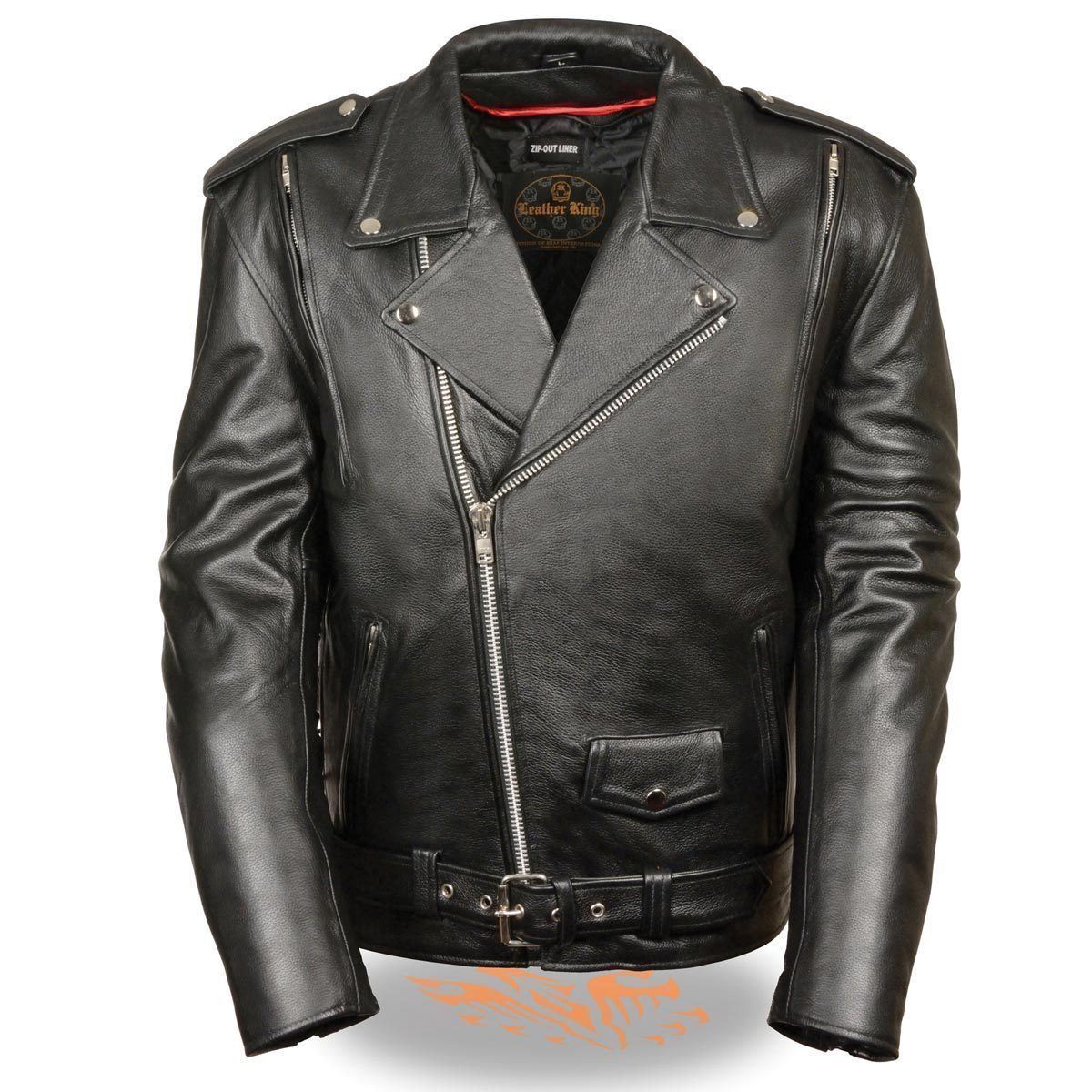 Milwaukee Leather LKM1775 Men's Black Leather Vintage Brando Style Motorcycle Riders Jacket with Side Laces