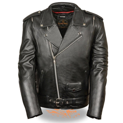 Milwaukee Leather LKM1775 Men's Black Leather Vintage Brando Style Motorcycle Riders Jacket with Side Laces