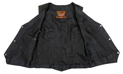 Milwaukee Leather XS1253 Women's Classic Black Leather Vest with Buffalo Nickel Snap Buttons