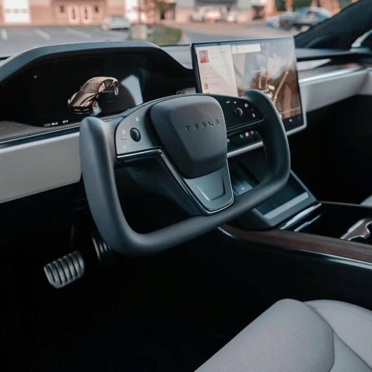 TESERY Touch Horn Yoke Plaid Steering Wheel Replacement for Tesla Model S / X 2021-2023