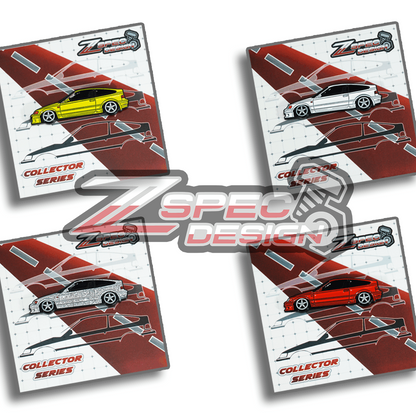 Honda CRX (Red/White/Yellow/Glitter-Silver) Collector Lapel/Hat Pin - ZSPEC Design