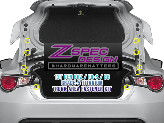 ZSPEC Trunk Dress Up Bolts® Kit for '13-21 Scion FRS, Subaru BRZ, Toyota 86, Titanium
