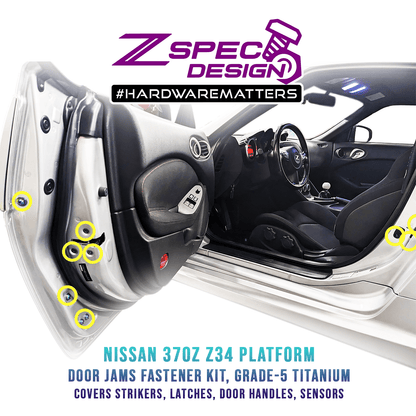 ZSPEC Dress Up Bolts® Fastener Kit, Door Jams Area for Nissan Z34 370z, Titanium