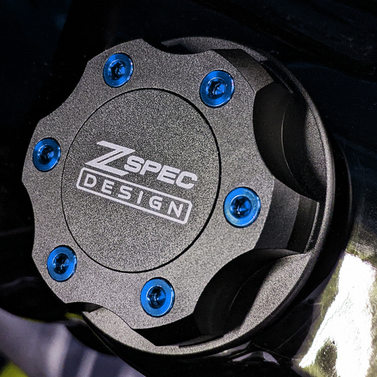 ZSPEC Billet Oil Filler Cap for Nissan/Infiniti/Datsun, Black Cap w/ Titanium Accent