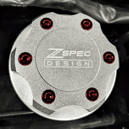 ZSPEC Billet Oil Filler Cap for Nissan/Infiniti/Datsun, Silver Cap w/ Titanium Accents