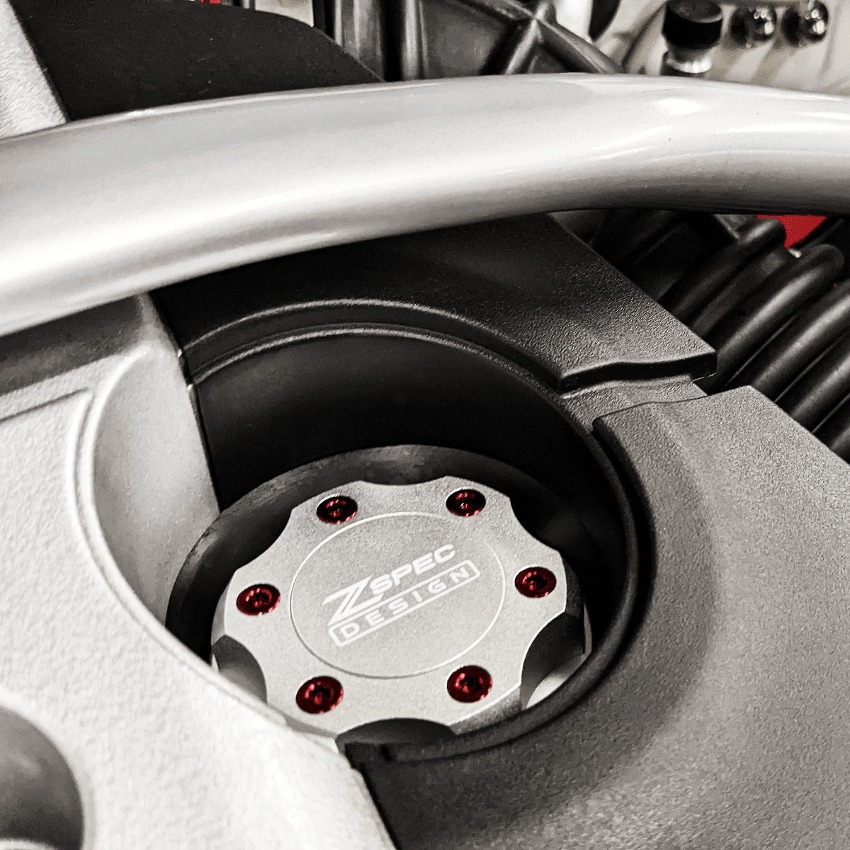 ZSPEC Billet Oil Filler Cap for Nissan/Infiniti/Datsun, Silver Cap w/ Titanium Accents