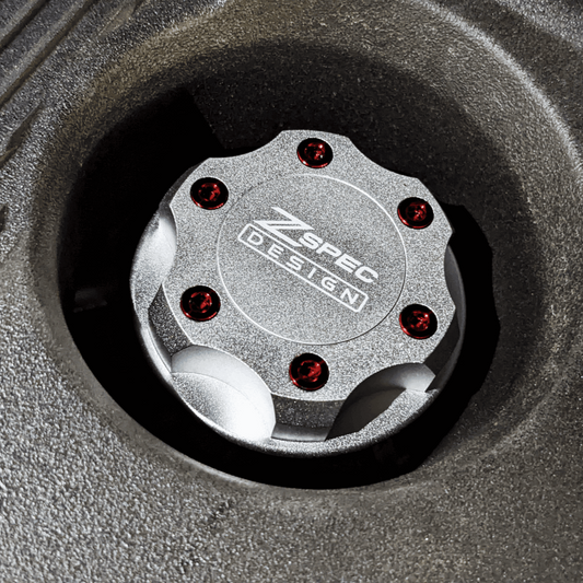 ZSPEC Billet Oil Filler Cap for Nissan/Infiniti/Datsun, Silver Cap w/ Titanium Accents