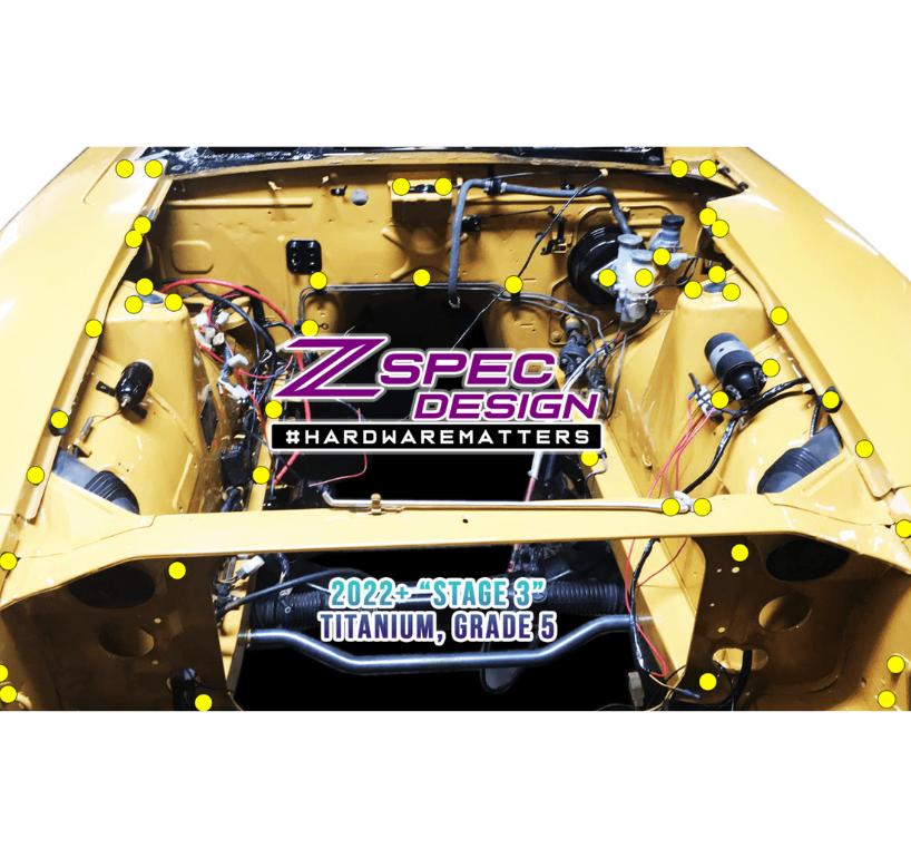 ZSPEC Stage-3 Dress Up Bolts® Fastener Kit for '70-78 Datsun 240z/260z/280z, Titanium