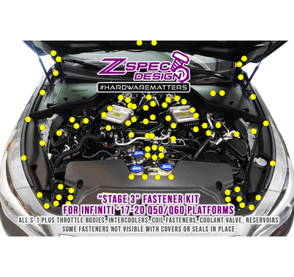 ZSPEC Stage-3 Dress Up Bolts® Fastener Kit for Infiniti Q50/Q60 w/VR30DDTT, Stainless & Billet