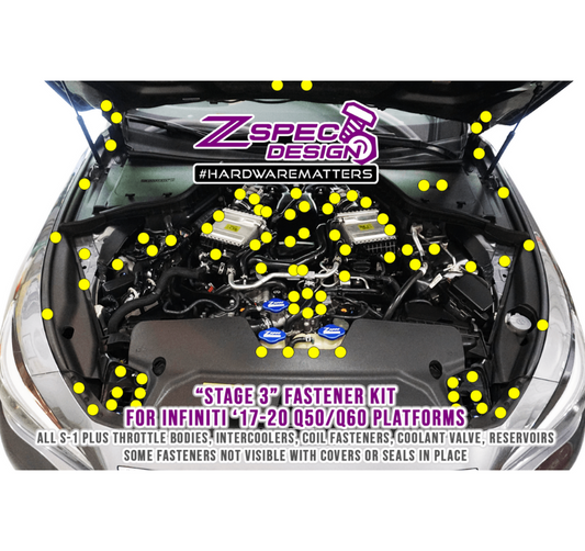 ZSPEC Stage-3 Dress Up Bolts® Fastener Kit for Infiniti Q50/Q60 w/VR30DDTT, Stainless & Billet