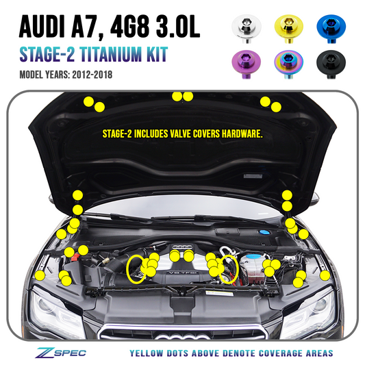 ZSPEC "Stage 2" Dress Up Bolts® Fastener Kit for '12-18 Audi A7 4G8 3.0L, Titanium
