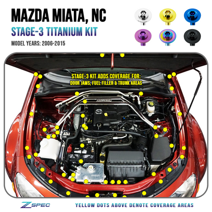 ZSPEC Stage-3 Dress Up Bolts® Fastener Kit for Mazda Miata NC, Titanium Hardware