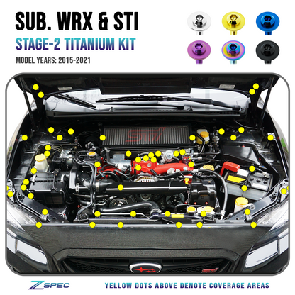 ZSPEC Stage-2 Dress Up Bolts® Fastener Kit for '15-21 Subaru WRX & STI, Grade-5 Titanium
