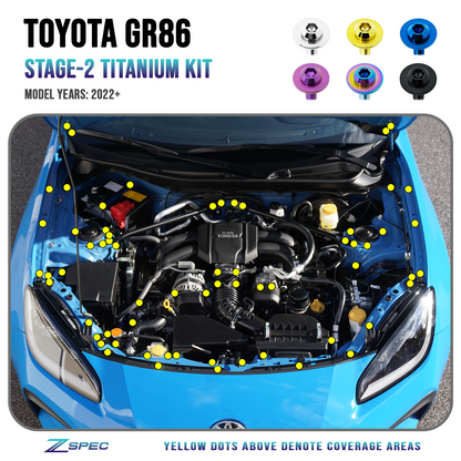 ZSPEC Stage-2 Dress Up Bolts® Fastener Kit for '22+ Toyota GR86 & Subaru BRZ, Titanium