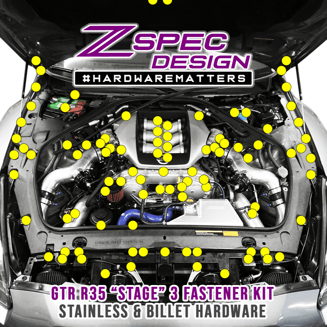 ZSPEC Stage-3 Dress Up Bolts® Fastener Kit for '09-24 Nissan GTR (R35), Stainless & Billet