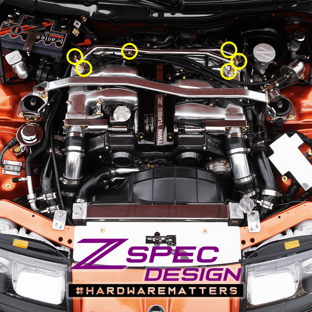 ZSPEC Balance Tube Fastener Kit for '90-96 Nissan 300zx Z32, Titanium Hardware