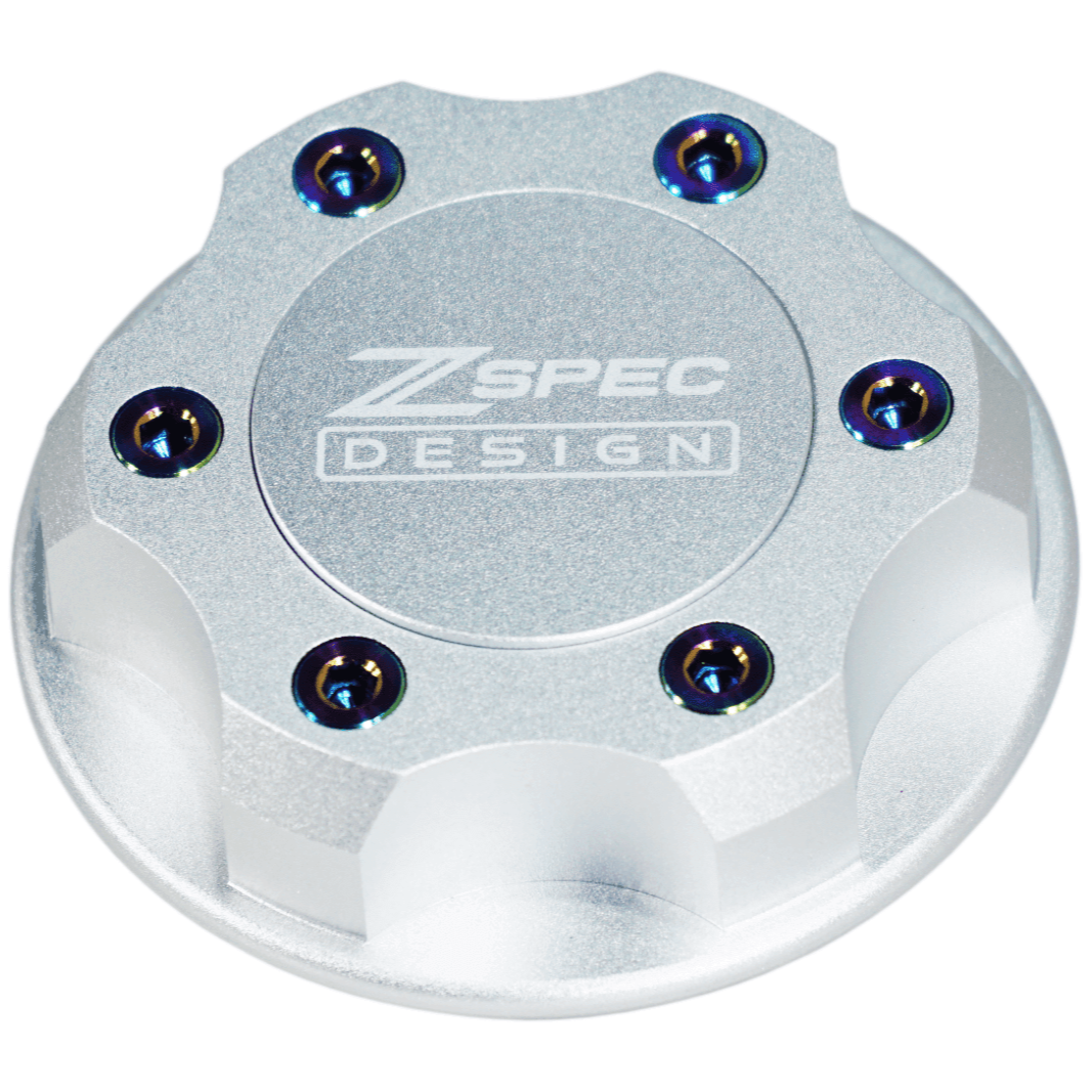 ZSPEC Billet Oil Filler Cap for Nissan/Infiniti/Datsun, Silver Cap w/ Titanium Accents