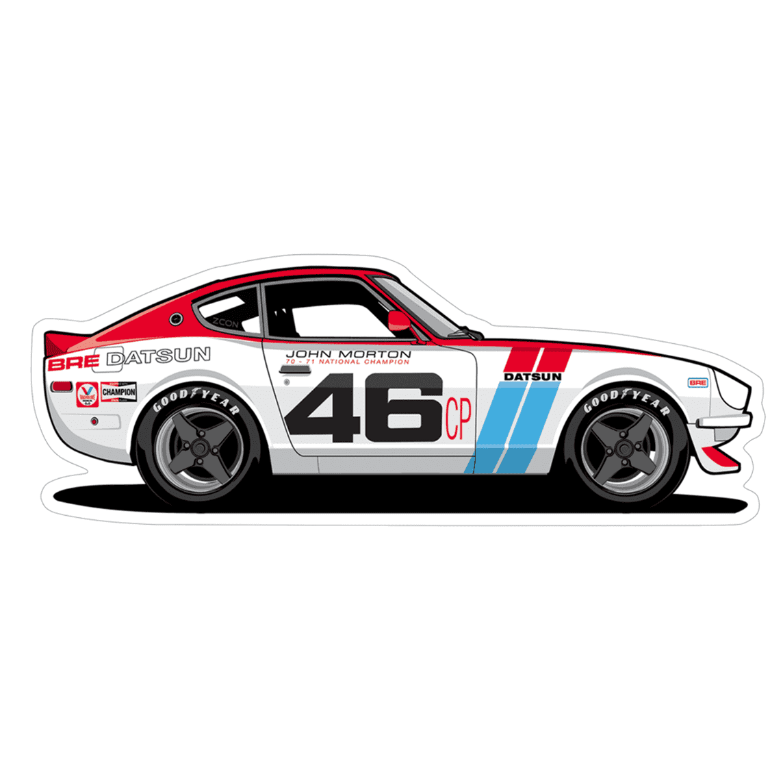Datsun Sports Car Vinyl Decal / Sticker, #46 Race Car Style