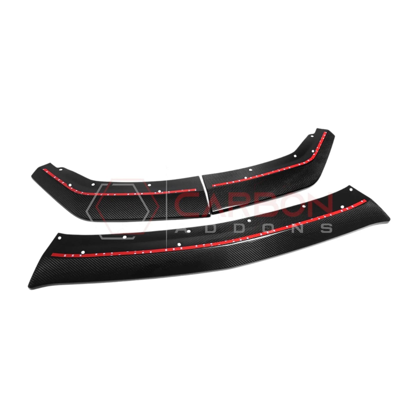 Real Carbon Fiber Front Lip Splitter Extensions for 2024+ Ford Mustang GT & EcoBoost (3-Piece Set)